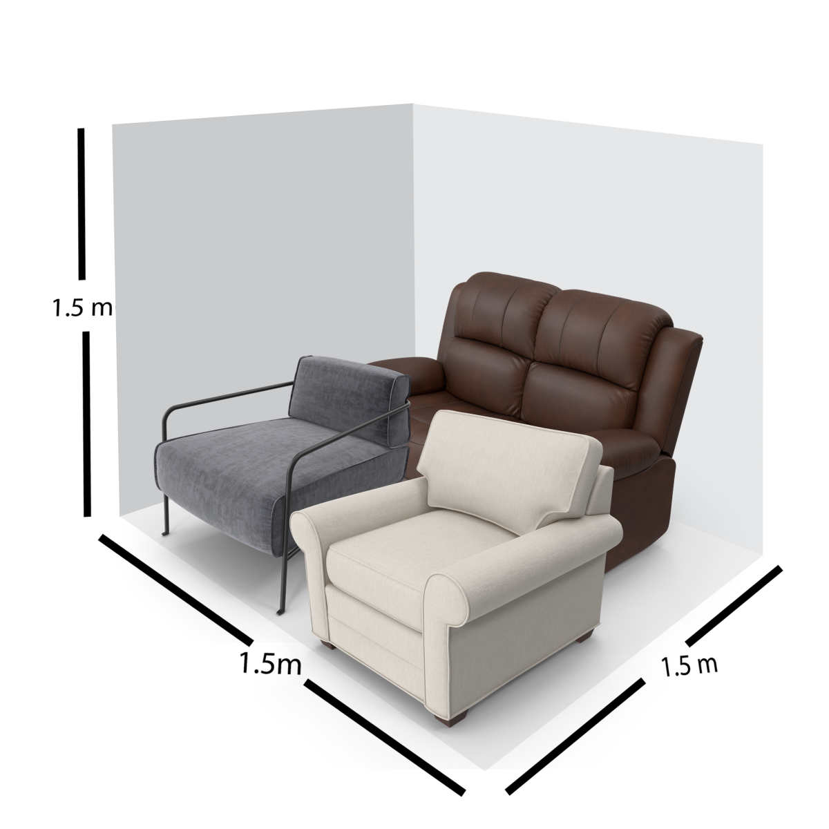 grey, white and brown sofas